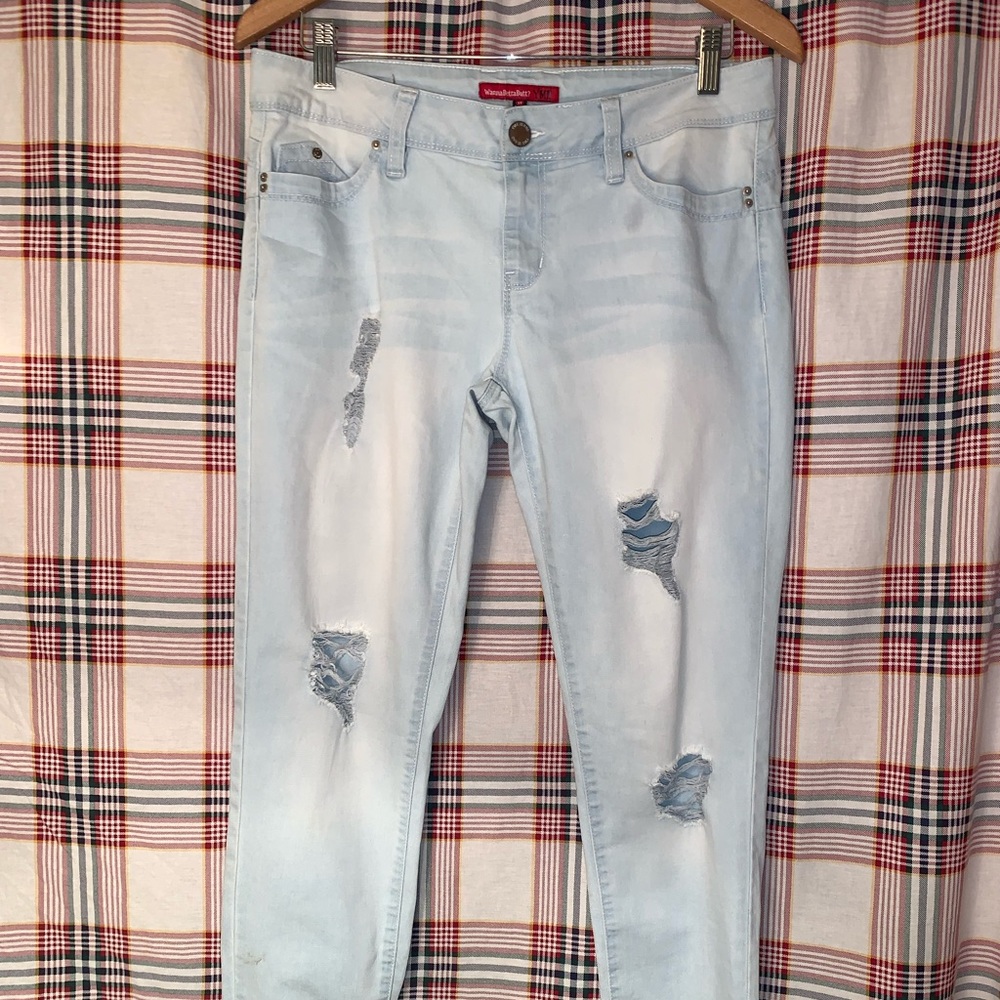 YMI WannaBettaBut? White Wash Distressed Jeans